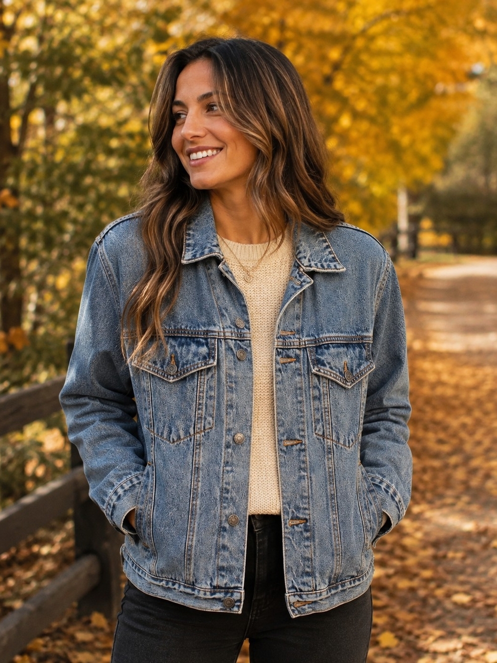 Women's Light Blue Relaxed Denim Jacket - Classic Trucker Style